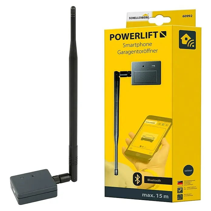 Schellenberg Smartphone-Garagentoröffner Powerlift - Passend für: Schellenberg Garagentorantriebe - Produktfoto des Schellenberg Powerlift Smartphone Garagentoröffners, der eine komfortable Steuerung per App ermöglicht.