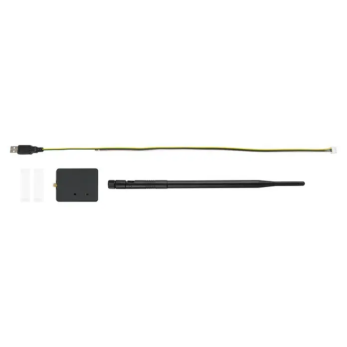 Schellenberg Smartphone-Garagentoröffner Powerlift - Passend für: Schellenberg Garagentorantriebe - Produktbild eines schwarzen Kästchens mit Antenne, Antennenständer und Kabel. Das Set bietet vielseitige Anwendungsmöglichkeiten.