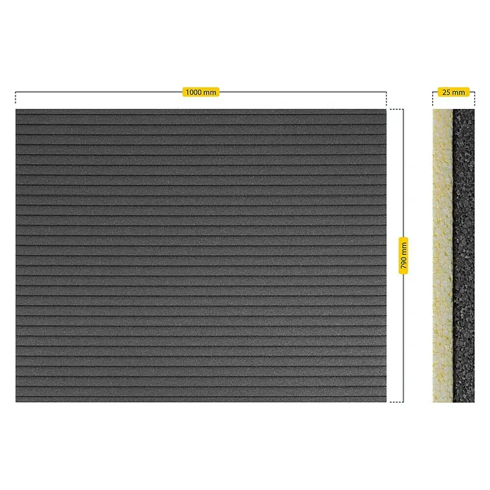 Schellenberg Rollladenkasten-Dämmmatte - 100 x 79 x 2,5 cm, Passend für: Enge Rollladenkästen - Die Abbildung zeigt eine 1000mm breite und 790mm hohe Fassadenverkleidung mit einer Stärke von 25mm.
