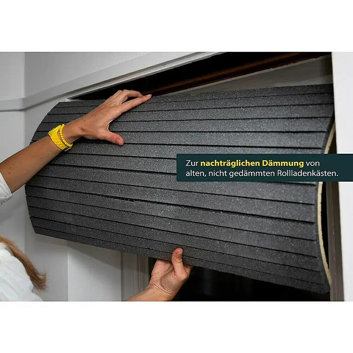 Schellenberg Rollladenkasten-Dämmmatte - 100 x 50 x 2,5 cm, Passend für: Enge Rollladenkästen - Isolierung für Rollladenkästen wird angebracht. Diese Dämmung hilft, alte Rollladenkästen nachträglich zu isolieren.