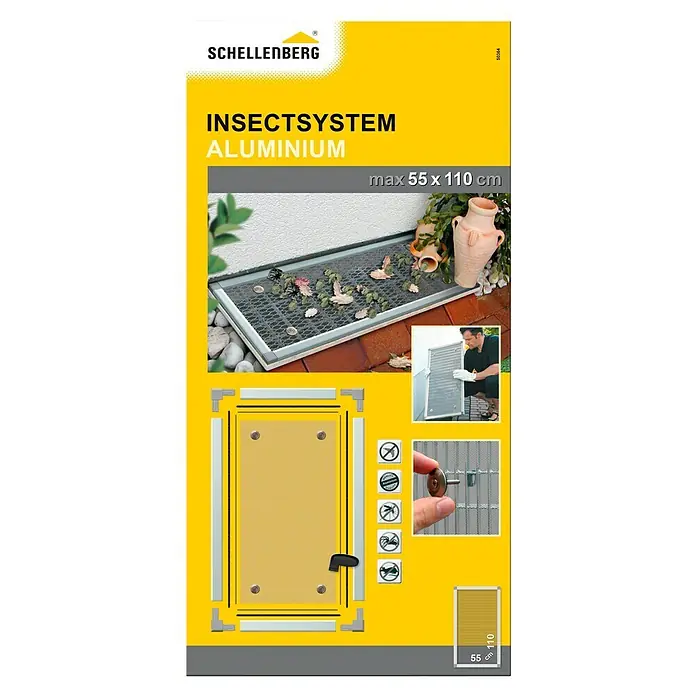 Schellenberg Lichtschachtabdeckung - B x H: 55 x 110 cm, Aluminium - Schellenberg Insektenschutzsystem Aluminium, max. 55 x 110 cm, ideal für Fenster und Lichtschächte. Effektiver Schutz vor Insekten mit einfacher Montage.