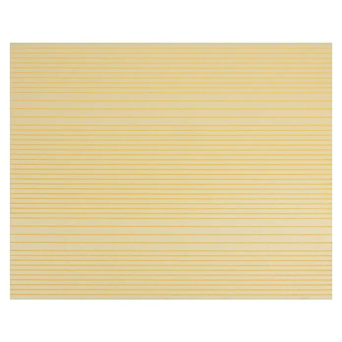 Schellenberg Rollladenkasten-Dämmmatte - 100 x 79 x 2,5 cm, Passend für: Enge Rollladenkästen - Nahaufnahme einer gelben, horizontal gestreiften Oberfläche. Ideal als Hintergrund oder Textur.