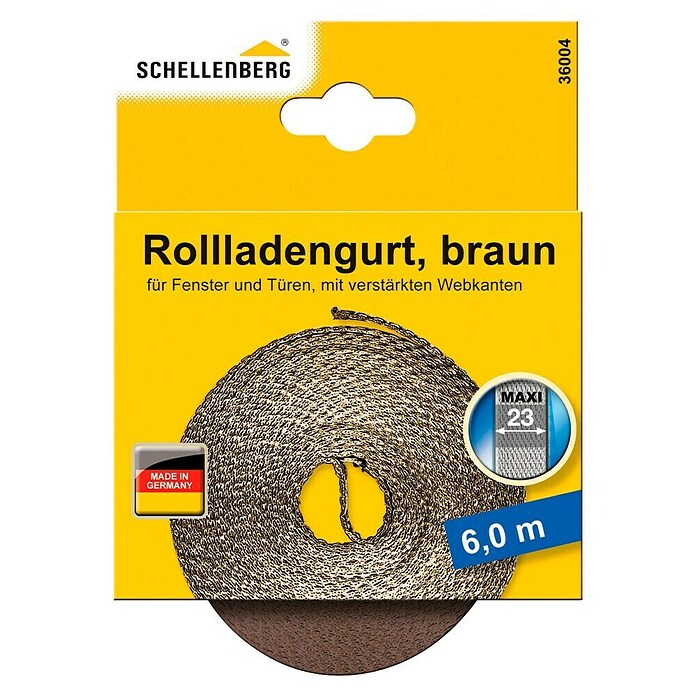 Schellenberg Rollladengurt (Braun, Länge: 6 m, Gurtbreite: 23 mm)