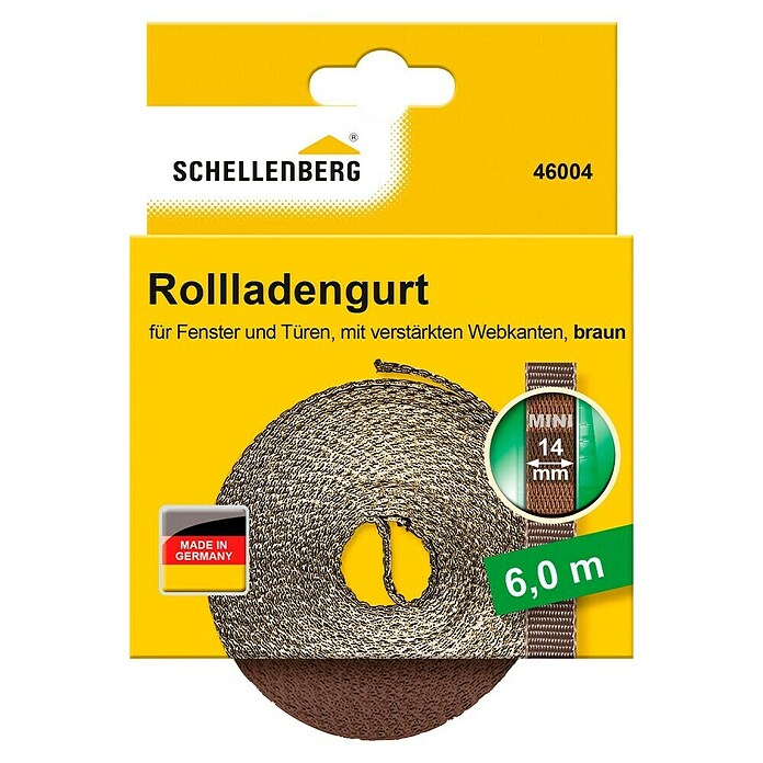 Schellenberg Rollladengurt (Braun, Länge: 6 m, Gurtbreite: 14 mm)