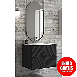 Duplach Mueble de lavabo Kamet (L x An x Al: 45 x 80 x 60 cm, Negro, Melamina)