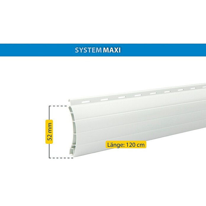 Schellenberg Rollladenprofil (L x B: 1,2 m x 52 mm, Geeignet für: Rollladen-Maxi-Systeme, Weiß)