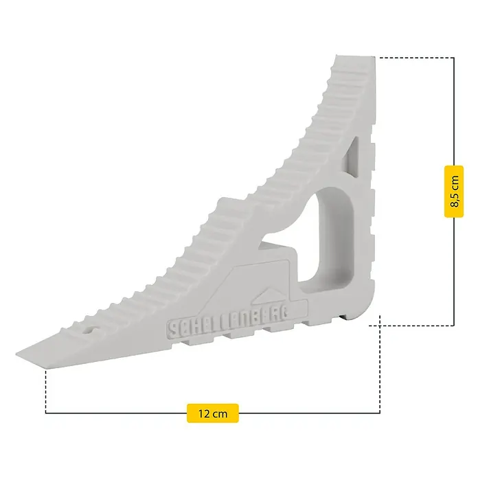 Schellenberg Tür- & Fensterstopper - Weiß - Ein grauer Schellenberg-Türstopper mit den Maßen 8,5 cm Höhe und 12 cm Länge.