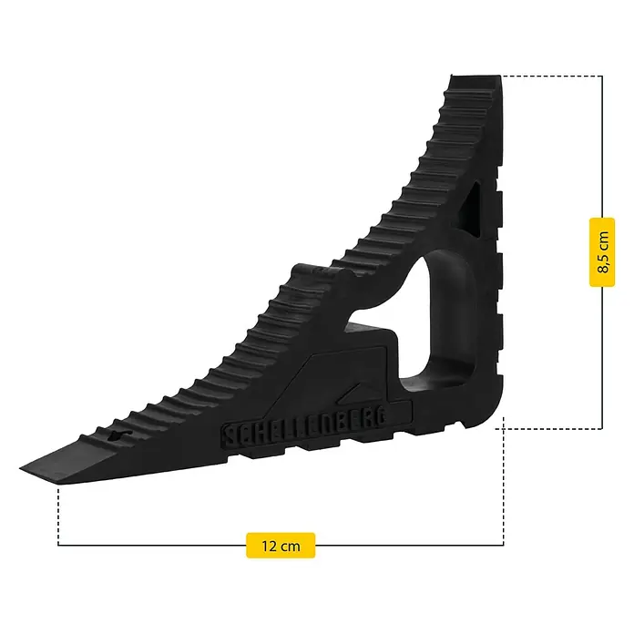 Schellenberg Tür- & Fensterstopper - Schwarz - Schwarzer Türstopper von Schellenberg mit Abmessungen. Perfekt, um Türen und Fenster sicher offen zu halten.