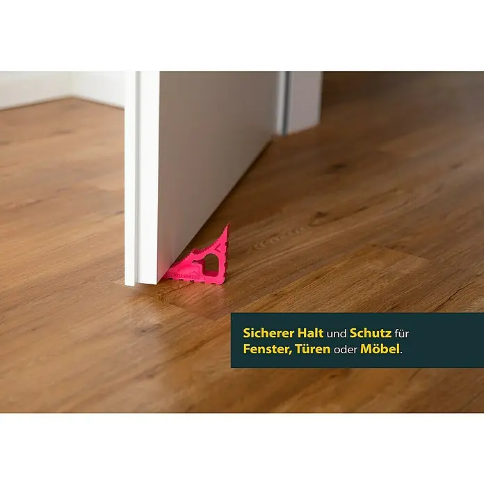 Schellenberg Tür- & Fensterstopper - Pink - Türstopper aus pinkem Kunststoff sichert Tür auf Laminatboden.