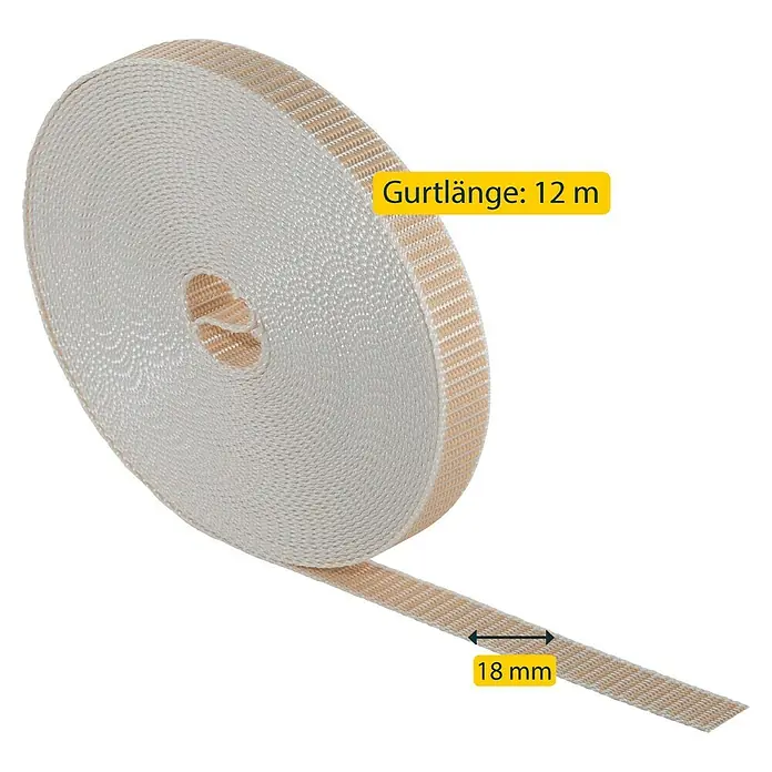 Schellenberg Rollladengurt - Beige, Länge: 12 m, Gurtbreite: 18 mm - Aufrollband mit einer Länge von 12 Metern und einer Breite von 18mm.