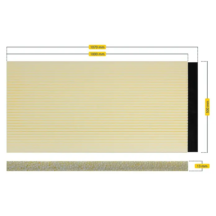 Schellenberg Rollladenkasten-Dämmmatte - 100 x 50 x 1,3 cm, Passend für: Enge Rollladenkästen - Dämmplatte aus Polystyrol, 1070 x 500 mm, Stärke 13 mm, für Wärme- und Schallschutz. Ideal für den Innenausbau und zur Isolierung von Gebäuden.