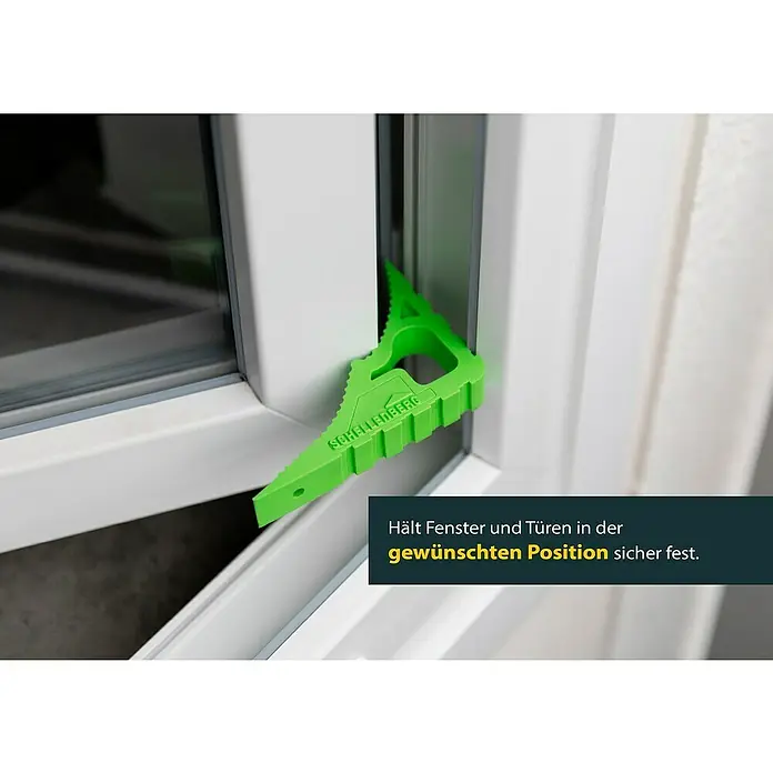 Schellenberg Tür- & Fensterstopper - Grün - Ein grüner Schellenberg Fenster- und Türfeststeller sichert Fenster und Türen in der gewünschten Position.