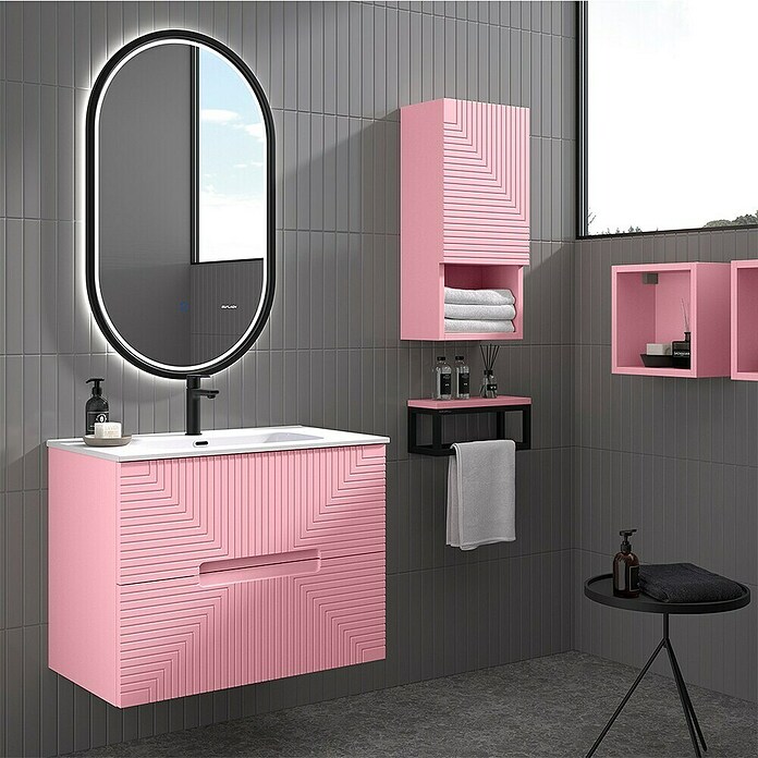 Duplach Mueble de lavabo Teram (L x An x Al: 45 x 60 x 60 cm, Rosa, Melamina) | BAUHAUS