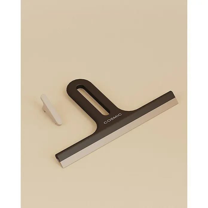 Cosmic Limpiamamparas para baño y ducha Alife - Negro, Plástico (ABS) - Un elegante limpiacristales gris COSMIC con un práctico soporte para montaje en pared. Ideal para superficies lisas de baño.