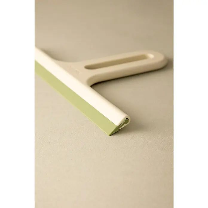 Cosmic Limpiamamparas para baño y ducha Alife - Blanco perla, Plástico (ABS) - Primer plano de un limpiacristales claro con hoja verde, ideal para superficies lisas. Perfecto para un brillo sin rayas en el baño y la cocina.