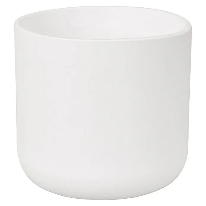 Maceta para planta Sita - Dimensiones externas (Ø x Al): 9,5 x 9,5 cm, Cerámica, Blanco - Primer plano de una maceta lisa y blanca con base redondeada, ideal para interiores modernos y arreglos de plantas.