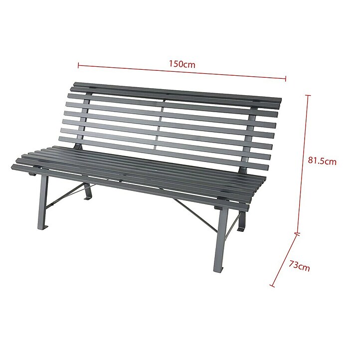 Banco de jardín Central Park (An x Pr x Al: 150 x 73 x 82 cm, Acero, Gris) | BAUHAUS