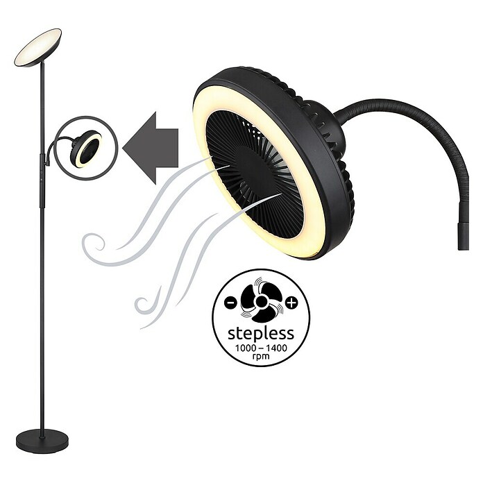 Globo LED stajaća svjetiljka Davyd  (20 W, Visina: 178 cm, Crna, Topla bijela) | BAUHAUS