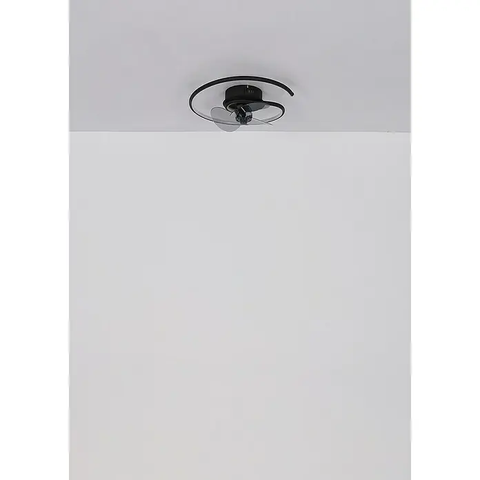 Globo Ventilador de techo Koren - 30 W, Diámetro: 45 cm, Negro mate - Lámpara de techo moderna con diseño en espiral y ventilador integrado, una adición elegante y funcional a cualquier habitación.