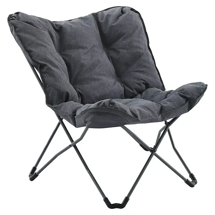 Sunfun Garten-Loungesessel Padded - B x T x H: 90 x 86 x 90 cm, Anthrazit - Komfortabler grauer Faltstuhl mit weicher Polsterung für entspannte Momente drinnen und draußen. Ideal zum Relaxen.