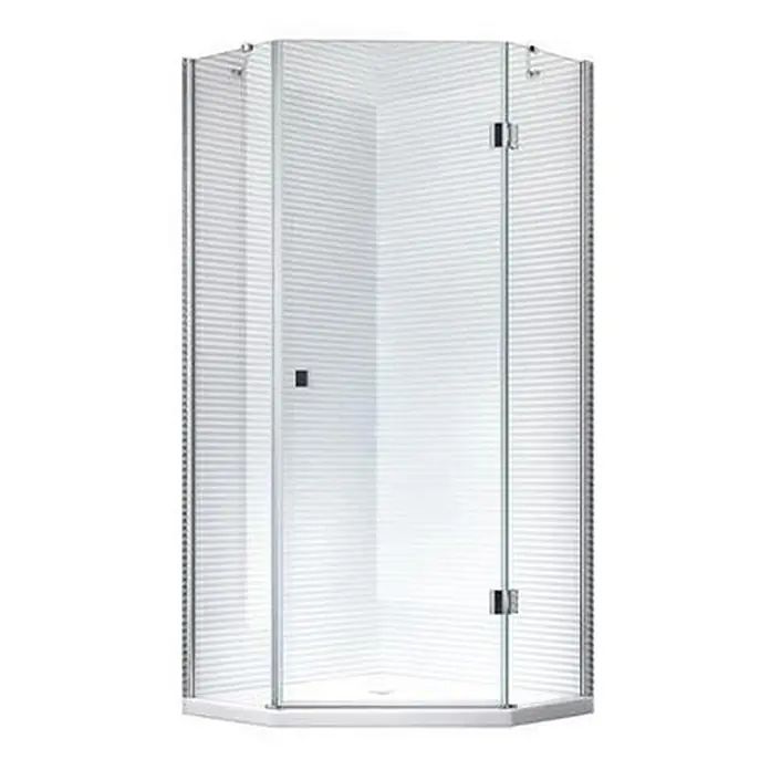 Glaszentrum Hagen Eckdusche 100x100x195 cm Aya 5eck Duschkabine inkl. Tasse + Siphon - 100 x 100 x 195 cm, Eloxiert, Transparent, Stärke: 8 mm