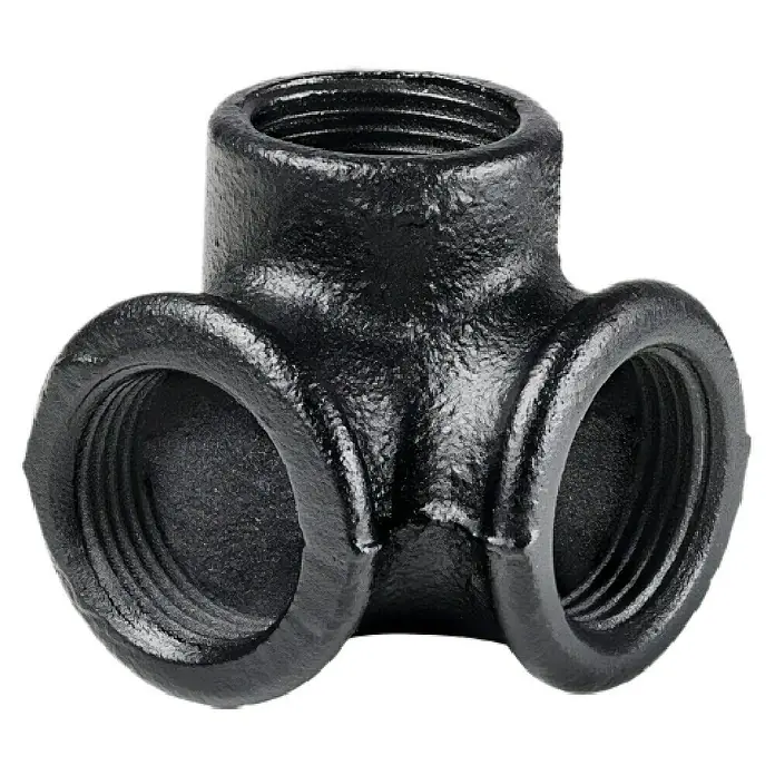 Dolle Pipe Conector de estante - Número de conexiones: 3 ud., ¾″ - Tee de hierro fundido negro con rosca hembra para conexiones de tuberías en fontanería y calefacción.