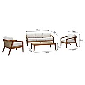 Sunfun Conjunto de muebles Anita (4 pzs., Madera de acacia, Marrón/Antracita) | BAUHAUS