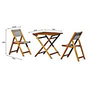 Conjunto de muebles de balcón Santorini (3 pzs., Madera de acacia/Cuerda sintética, Marrón/Gris) | BAUHAUS