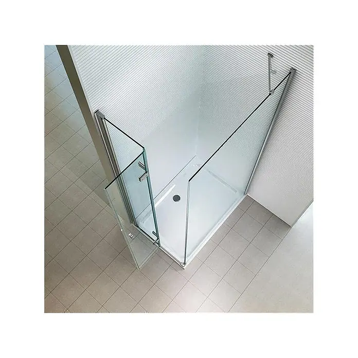 Glaszentrum Hagen Eckdusche 90x100x195 cm Nora Duschkabine inkl. Tasse + Siphon - 100 x 90 x 195 cm, Eloxiert, Transparent, Stärke: 8 mm