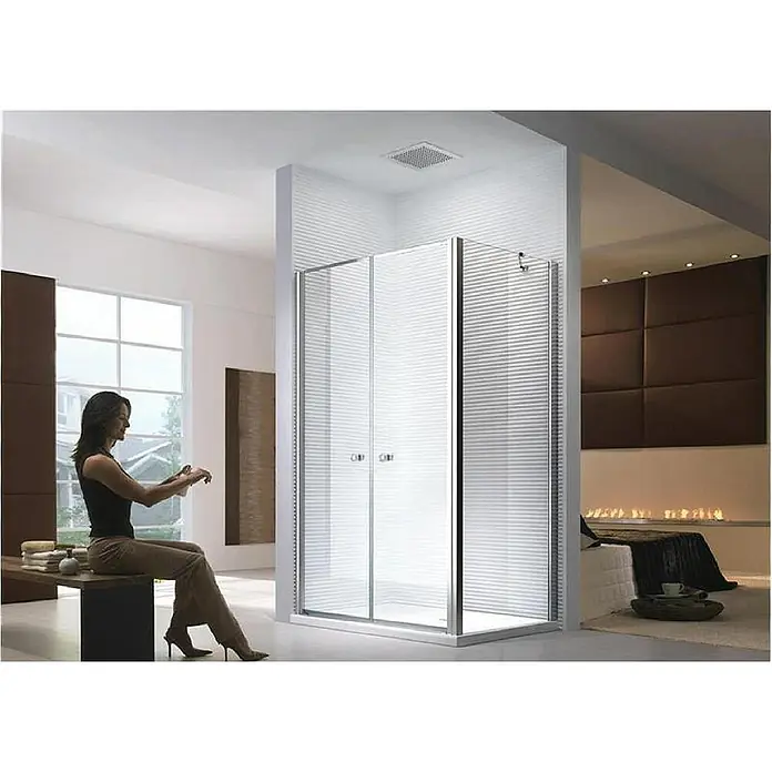 Glaszentrum Hagen Eckdusche 80x80x195 cm Athene Duschkabine inkl. Tasse + Siphon - 80 x 80 x 195 cm, Eloxiert