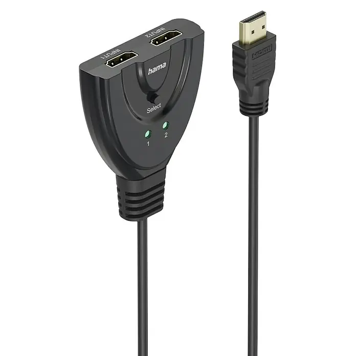 Hama HDMI-Kabel 00205323 4K 2x1 2x HDMI-Buchse - 1x HDMI-Stecker - Schwarz, 18 Gbit/s - Hama HDMI-Umschalter zur Verbindung verschiedener Geräte. Praktischer Umschalter für zwei HDMI-Eingänge.