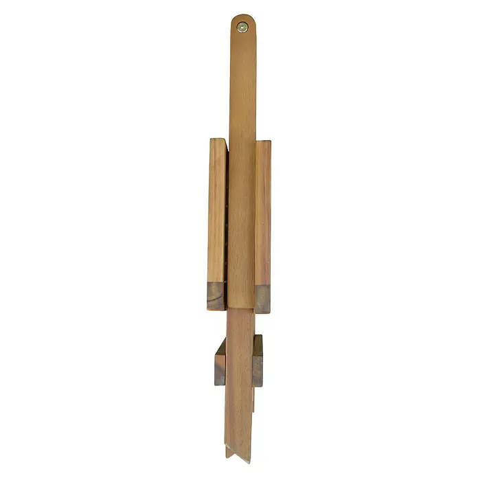 Prestige Home Living Outdoor Garten-Liegestuhl Set inkl. Beistelltisch -  - Nahaufnahme eines Holzstaffelei-Displays mit Schraube oben und Haltestangen, die eine Leinwand oder ein Bild halten können.