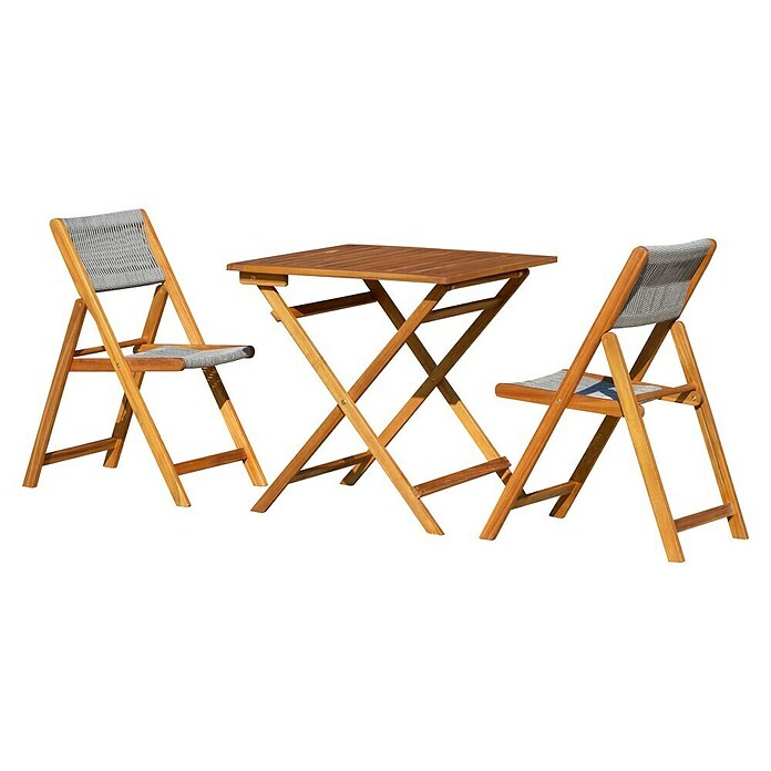 Conjunto de muebles de balcón Santorini (3 pzs., Madera de acacia/Cuerda sintética, Marrón/Gris) | BAUHAUS