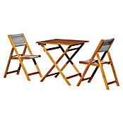 Conjunto de muebles de balcón Santorini (3 pzs., Madera de acacia/Cuerda sintética, Marrón/Gris) | BAUHAUS