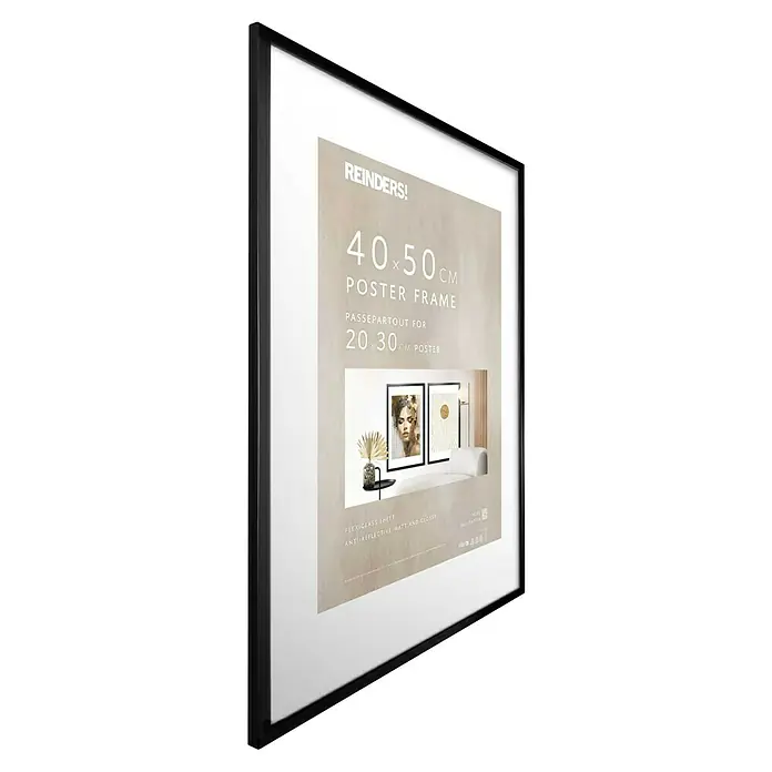 Reinders Holzrahmen - 40 x 50 cm, Schwarz - Schwarzer 40x50 cm Reinders! Bilderrahmen mit Passepartout für 20x30 cm Poster. Perfekt für die stilvolle Präsentation Ihrer Lieblingsbilder.