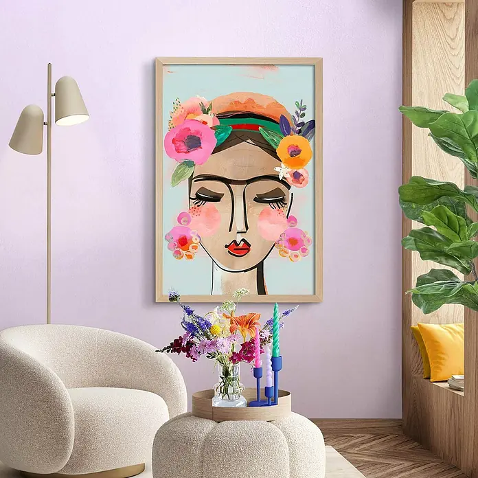 Reinders Holzrahmen - 61 x 91,5 cm, Buche - Kunstvolles Wandbild mit Blumenkranz im Wohnzimmer.