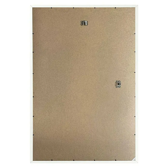 Reinders Holzrahmen - 61 x 91,5 cm, Weiß - Rückseite eines weißen Fotorahmens mit Befestigungshaken zur Wandmontage. Schlichtes Design für moderne Wohnräume.