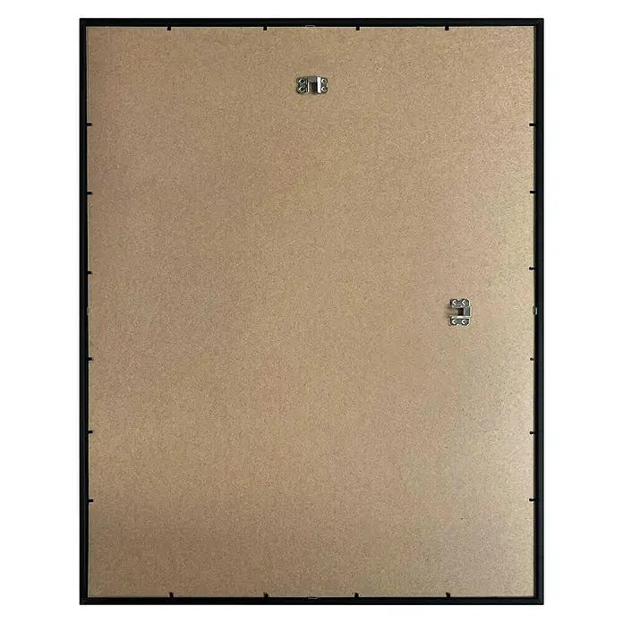 Reinders Holzrahmen - 40 x 50 cm, Schwarz - Rückseite eines gerahmten Bildes mit Aufhängungen. Die Rückseite ist aus braunem Karton und der Rahmen ist schwarz.