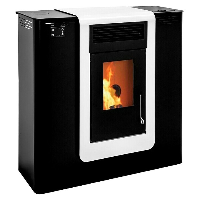 Estufa de pellets Pasillo 10 (2,92 - 9,28 kW, Superficie a calentar recomendada: 188 m³, Blanco/negro)