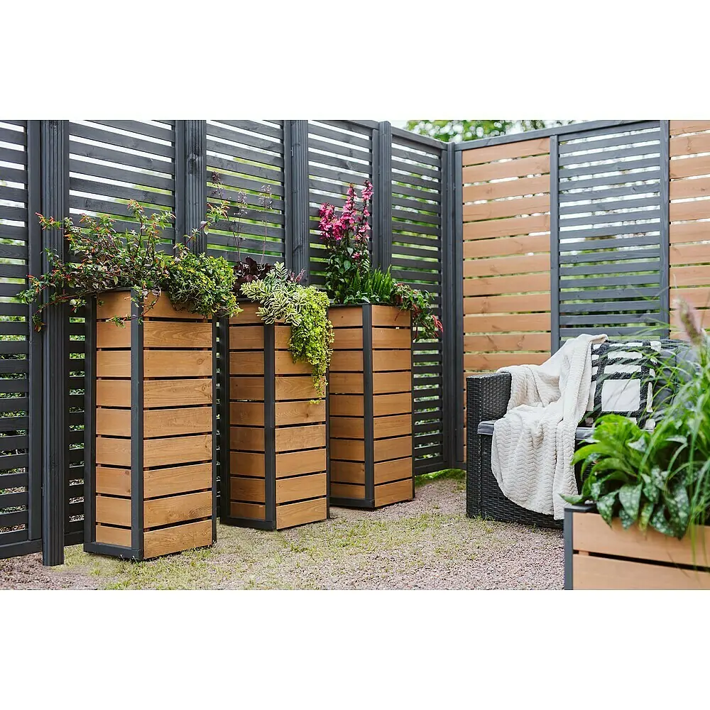 Pflanzkasten - Auenma (L x B x H): 37 x 27 x 91 cm, Kunststoff, Braun  online kaufen bei BAUHAUS