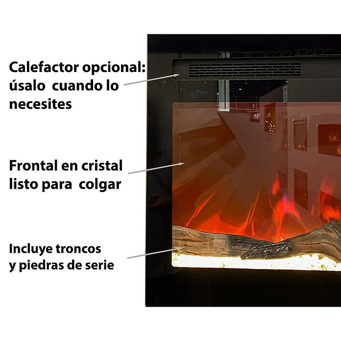 Nora Flames Chimenea eléctrica Illusion Flame 13 (1.500 W, Negro, 15 x 128 x 49,4 cm) | BAUHAUS