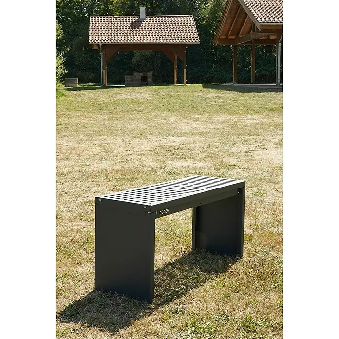 Palatino Gartenbank Bridge - B x T x H: 109 x 40 x 54 cm, Stahl, Anthrazit - Eine moderne, anthrazitfarbene Parkbank mit Lattenrost-Sitzfläche, die sich perfekt in Grünanlagen einfügt und zum Verweilen einlädt.