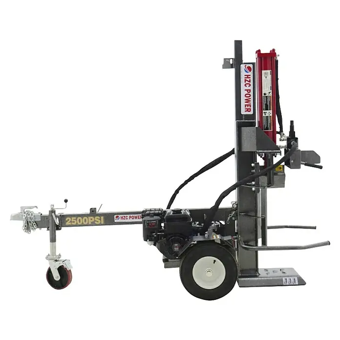 HZC Power Holzspalter HS25266 - 25 t, Max. Spaltgutlänge: 60 cm - Das Bild zeigt einen HZC Power Holzspalter, ein robustes Gerät zum effizienten Spalten von Holzstämmen.