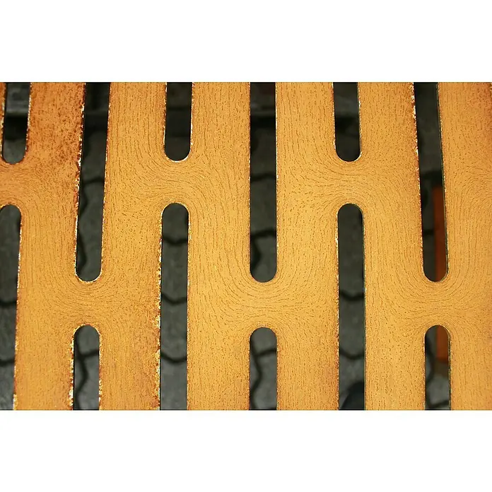 Palatino Gartenbank Bridge - B x T x H: 109 x 40 x 54 cm, Stahl, Rostbraun - Nahaufnahme eines rostfarbenen Metallgitters mit länglichen Öffnungen, das eine interessante Textur und Muster zeigt.