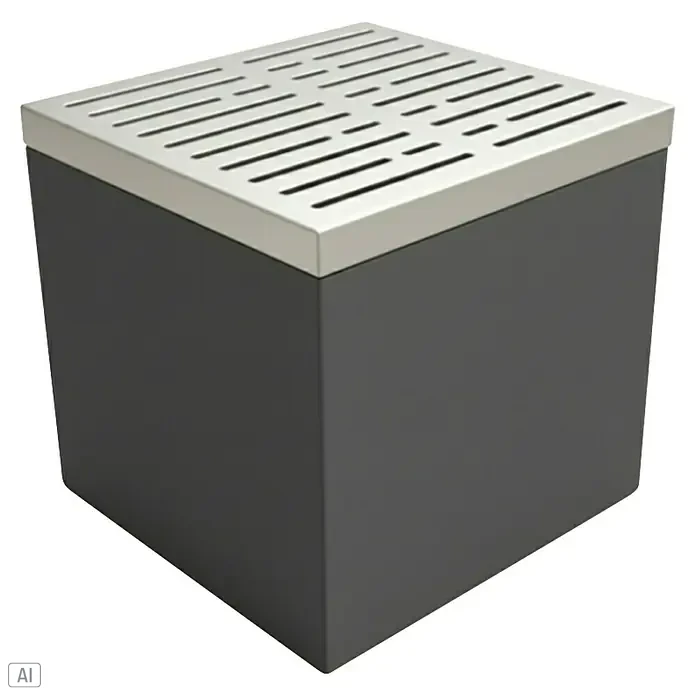 Palatino Sitzauflage Point - L x B: 50 x 50 cm, Stahl, Weiß - Grauer Pflanzkübel mit einer Abdeckung mit Schlitzen, der sich ideal für den Außenbereich eignet.