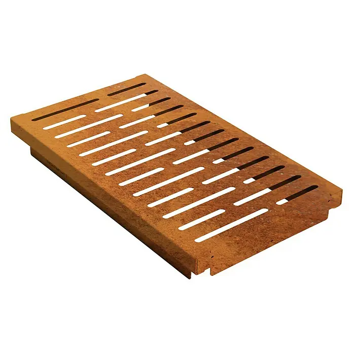 Palatino Bankauflage Bridge - L x B x H: 69 x 40 x 4 cm, Cortenstahl - Rostfarbener Grillrost mit Schlitzen.