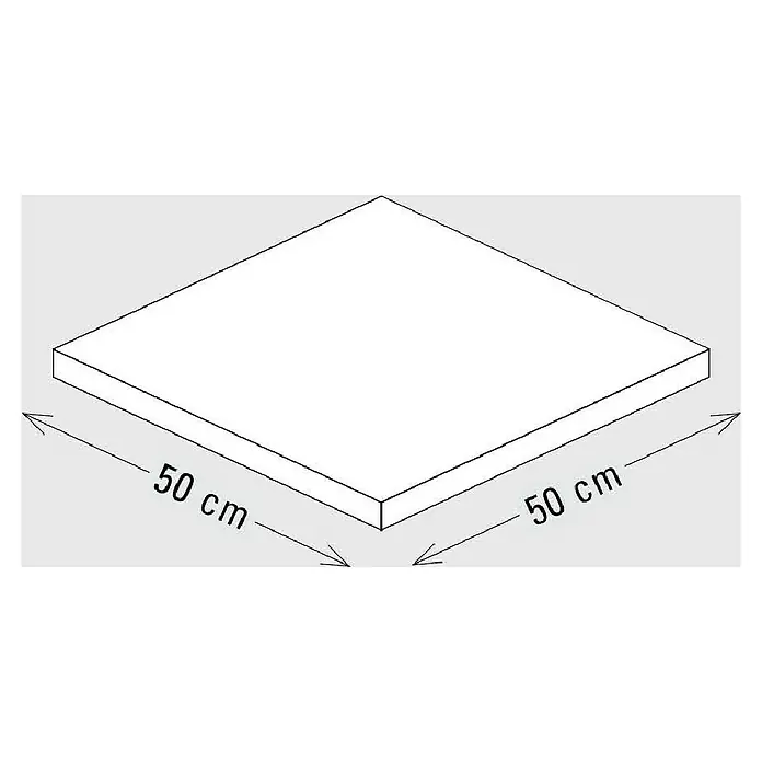 Palatino Tischplatte / Auflage Top - L x B x H: 50 x 50 x 6 cm, Stahl, Weiß - Abbildung einer quadratischen Fliese, die 50 cm x 50 cm groß ist, ideal für den Innen- oder Außenbereich.