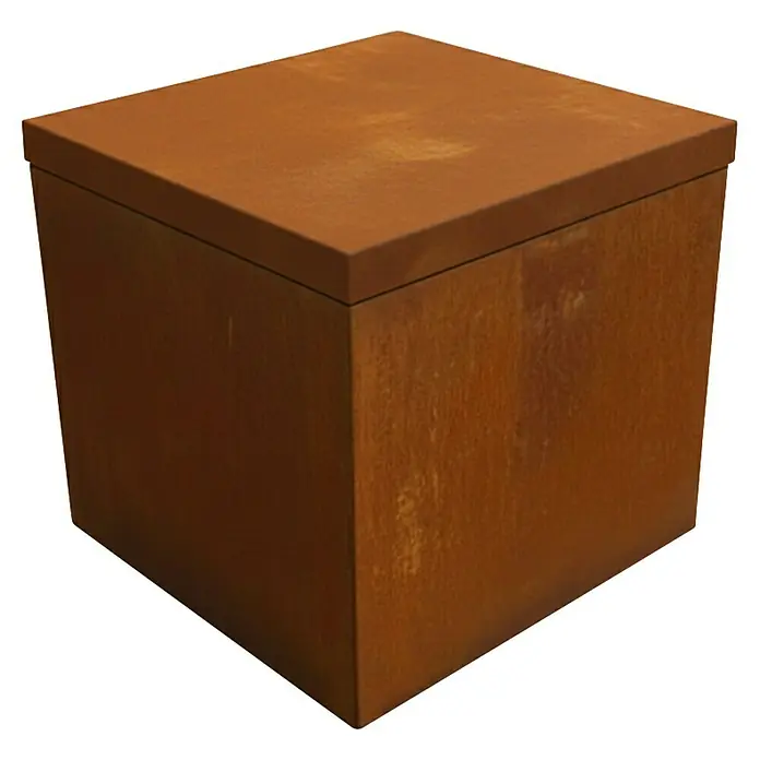 Palatino Tischplatte / Auflage Top - L x B x H: 60 x 60 x 6 cm, Stahl, Rostbraun - Rostfarbener Pflanzkübel in Würfelform. Ideal für Garten, Terrasse oder Balkon. Dekorativer und wetterfester Akzent im Außenbereich.