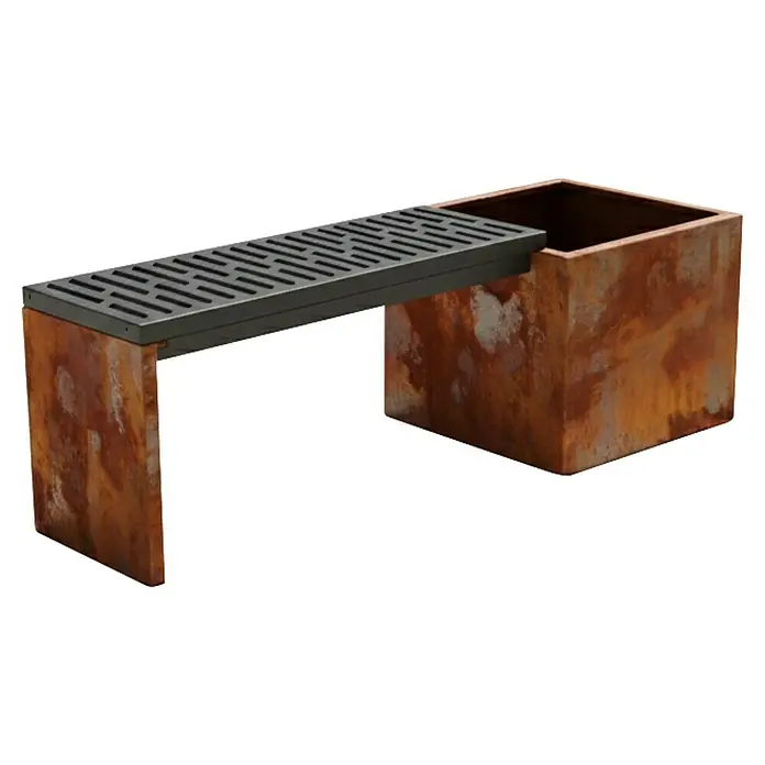 Palatino Bankauflage Bridge - L x B x H: 109 x 40 x 4 cm, Anthrazit - Rostfarbener Pflanzkasten mit Stahlgitteraufsatz. Das moderne Design kombiniert rustikalen Charme mit industrieller Ästhetik für den Außenbereich.
