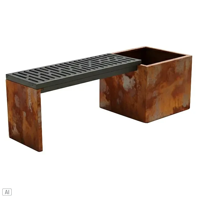 Palatino Bankauflage Bridge - L x B x H: 109 x 40 x 4 cm, Anthrazit - Rostfarbener Pflanzkasten mit Stahlgitteraufsatz. Das moderne Design kombiniert rustikalen Charme mit industrieller Ästhetik für den Außenbereich.